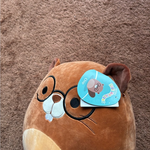 SQUISHMALLOW CHIP NEW WITH TAGS chipmunk pillow plushie cuddle cute glasses - Picture 4 of 5